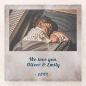 Dessous-de-verre En Verre Nous vous aimons Bleu Aquarelle Photo (Devant)