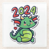 Dessous-de-verre En Verre Nouvel An Chinois Du Dragon (Devant)