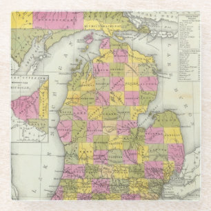 Dessous-de-verre En Verre Nouvelle carte du Michigan 2