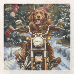 Dessous-de-verre En Verre Nouvelle-Écosse Moto à chiens Noël