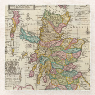 Dessous-de-verre En Verre Nouvelle et correcte carte de l'Ecosse et des île