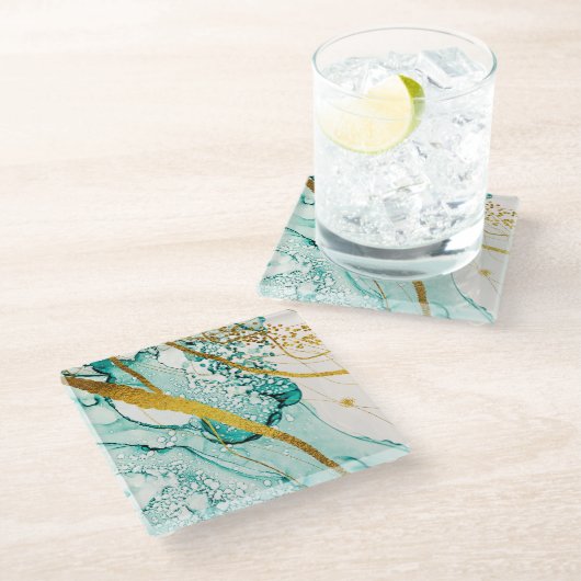 Dessous-de-verre En Verre Nuages d'art Abstraits : Encre translucide (Incliné)