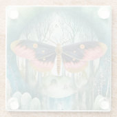 Dessous-de-verre En Verre Nuit de la forêt de Moth Rose (Dos)