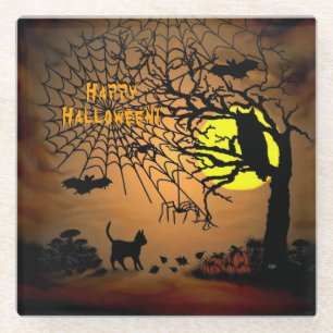 Dessous-de-verre En Verre Nuit d'Halloween, Joyeux Halloween !