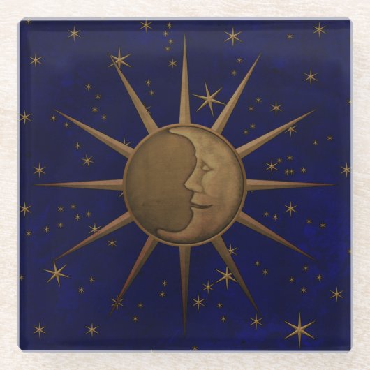 Dessous-de-verre En Verre Nuit étoilée de lune céleste de Sun (Devant)