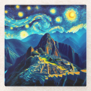 Dessous-de-verre En Verre Nuit étoilée Machu Picchu Pérou