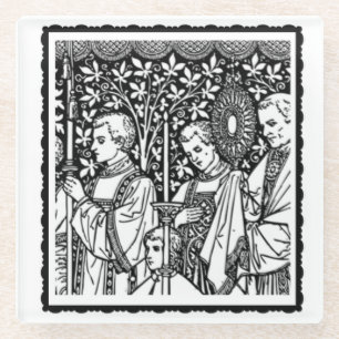 Dessous-de-verre En Verre O Sacrement Monstrance très sainte avec prêtres