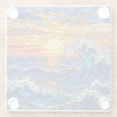 Dessous-de-verre En Verre Oceanic Coastal Ocean Waves Sunset   (Dos)