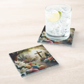 Dessous-de-verre En Verre OEuf de Pâques/Lilly (Incliné)