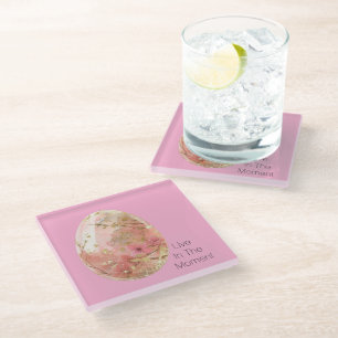 Dessous-de-verre En Verre Œuf de Pâques personnalisé floral or rose