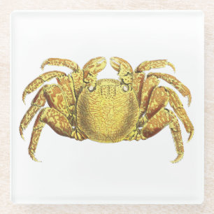 Dessous-de-verre En Verre Œuvre d'art côtière nautique vintage crabe variegé