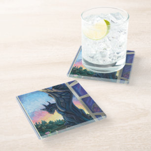 Dessous-de-verre En Verre Œuvre d'art du Gardien Gargouille