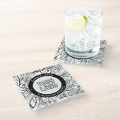 Dessous-de-verre En Verre OEuvre de ligne moderne et votre logo avec texte m (Incliné)