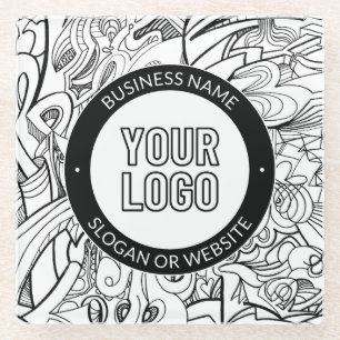 Dessous-de-verre En Verre OEuvre de ligne moderne et votre logo avec texte m