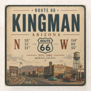 Dessous-de-verre En Verre Œuvres d'art rétro de l'Historic Route 66 de Kingm