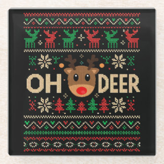 Dessous-de-verre En Verre Oh Deer vilain pull de Noël