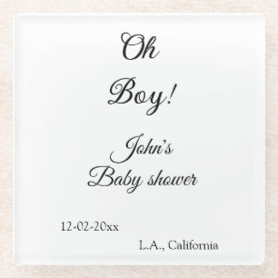 Dessous-de-verre En Verre oh garçon fille baby shower ajouter nom date année