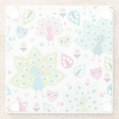 Dessous-de-verre En Verre oiseau et hibou de paon (Dos)