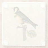 Dessous-de-verre En Verre Oiseau jaune et vert perché sur une petite branche (Dos)