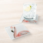 Dessous-de-verre En Verre Oiseau tropical de Flamant rose (Incliné)