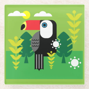 Dessous-de-verre En Verre Oiseau tropical du Toucan