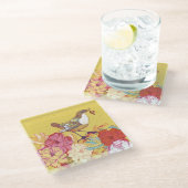 Dessous-de-verre En Verre Oiseaux et fleurs (Incliné)