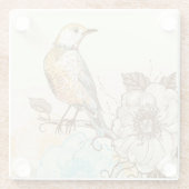 Dessous-de-verre En Verre Oiseaux et fleurs (Dos)