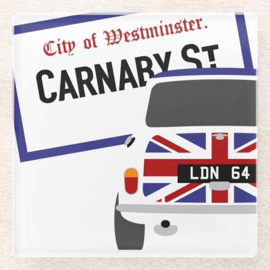 Dessous-de-verre En Verre Old Classic Original 1960 Londres Mini Cooper (Devant)