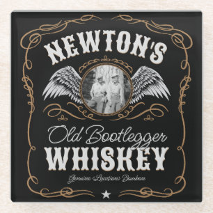 Dessous-de-verre En Verre Old Moonshine Whiskey Étiquette AJOUTER PHOTO Nom