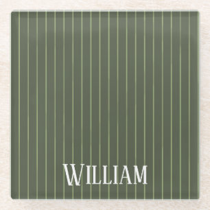 Dessous-de-verre En Verre Olive Pinstripes