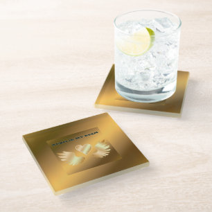DESSOUS-DE-VERRE EN VERRE OR