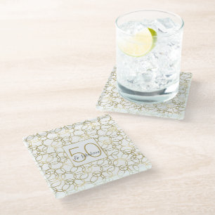 Dessous-de-verre En Verre Or Blanc Glamour Cercles Stylés 50 et Fabuleux