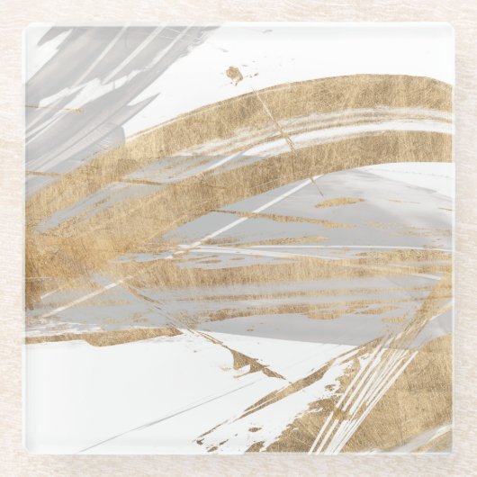 Dessous-de-verre En Verre Or et gris (Devant)