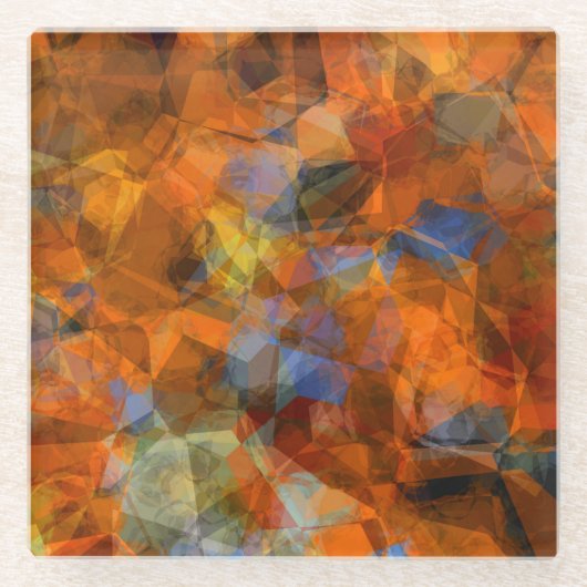 Dessous-de-verre En Verre Orange rouillé Conception abstraite moderne (Devant)