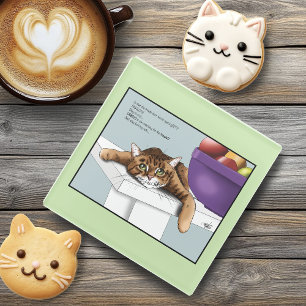 Dessous-de-verre En Verre Orange Tabby Cute Traitements