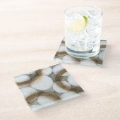 Dessous-de-verre En Verre Orbes blanches et cercles Brown (Incliné)