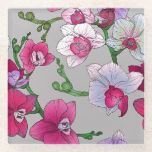 Dessous-de-verre En Verre Orchidées roses en fleur