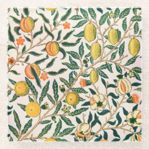 Dessous-de-verre En Verre Ornement blanc de la grenade à fruits William Mor