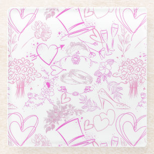 Dessous-de-verre En Verre ornements mariages motif 02