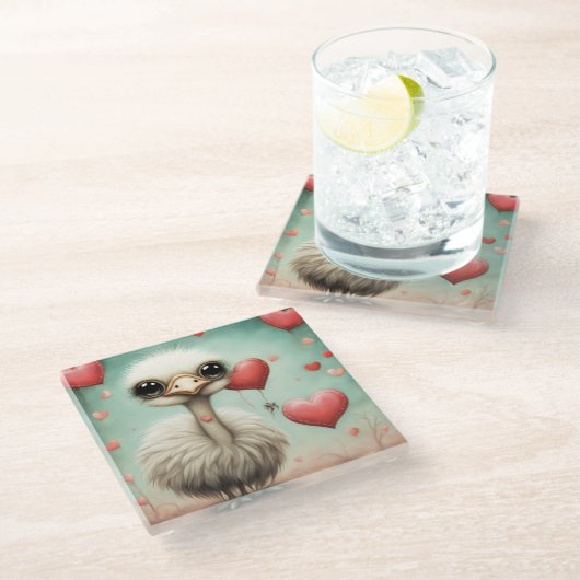 Dessous-de-verre En Verre Ostrich Love 3 (Incliné)