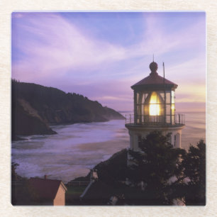 Dessous-de-verre En Verre OU, côte de l'Oregon, phare de Heceta Head sur