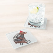 Dessous-de-verre En Verre Ours d'amusement de bicyclette (Incliné)