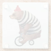Dessous-de-verre En Verre Ours d'amusement de bicyclette (Dos)