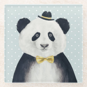 Dessous-de-verre En Verre Ours panda d'aquarelle