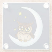 Dessous-de-verre En Verre Owl Moon Blue Cute Stars (Dos)
