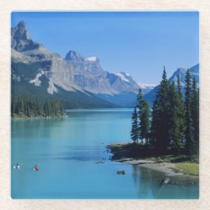 Dessous-de-verre En Verre Pagaie sur le lac Maligne à Spirit Island