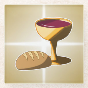 Dessous-de-verre En Verre Pain et vin La Dernière communion de Pâques