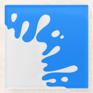 Dessous-de-verre En Verre Paint bleu azur blanc