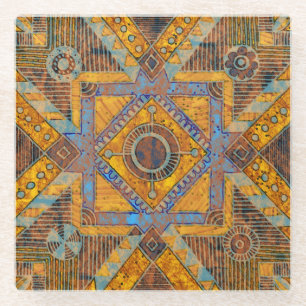 Dessous-de-verre En Verre Paisley Floral Indien : Médaillon Ethnique.