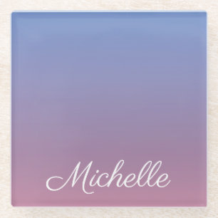 Dessous-de-verre En Verre Pale rose et bleu dégradé ombre